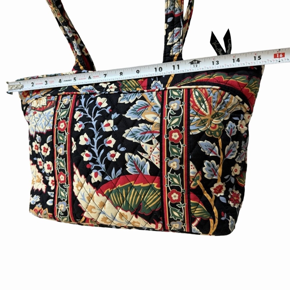 Vera Bradley Villager Versailles Floral Quilted Tote Handbag in Black Retired - Picture 10 of 12